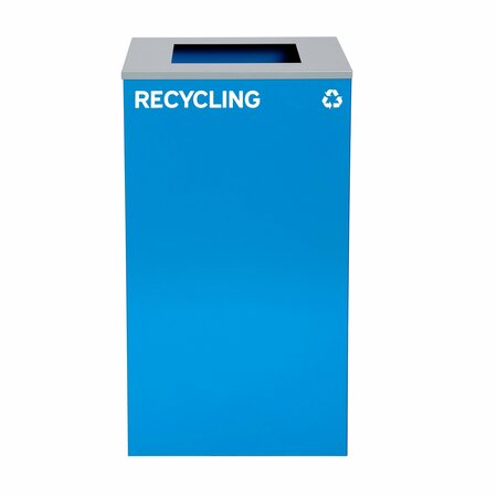 ALPINE INDUSTRIES Square Recycling Bin, 29 Gallons, Blue Can, Square Opening Lid, for Recycling ALP4450-KIT-BLU-S-RE